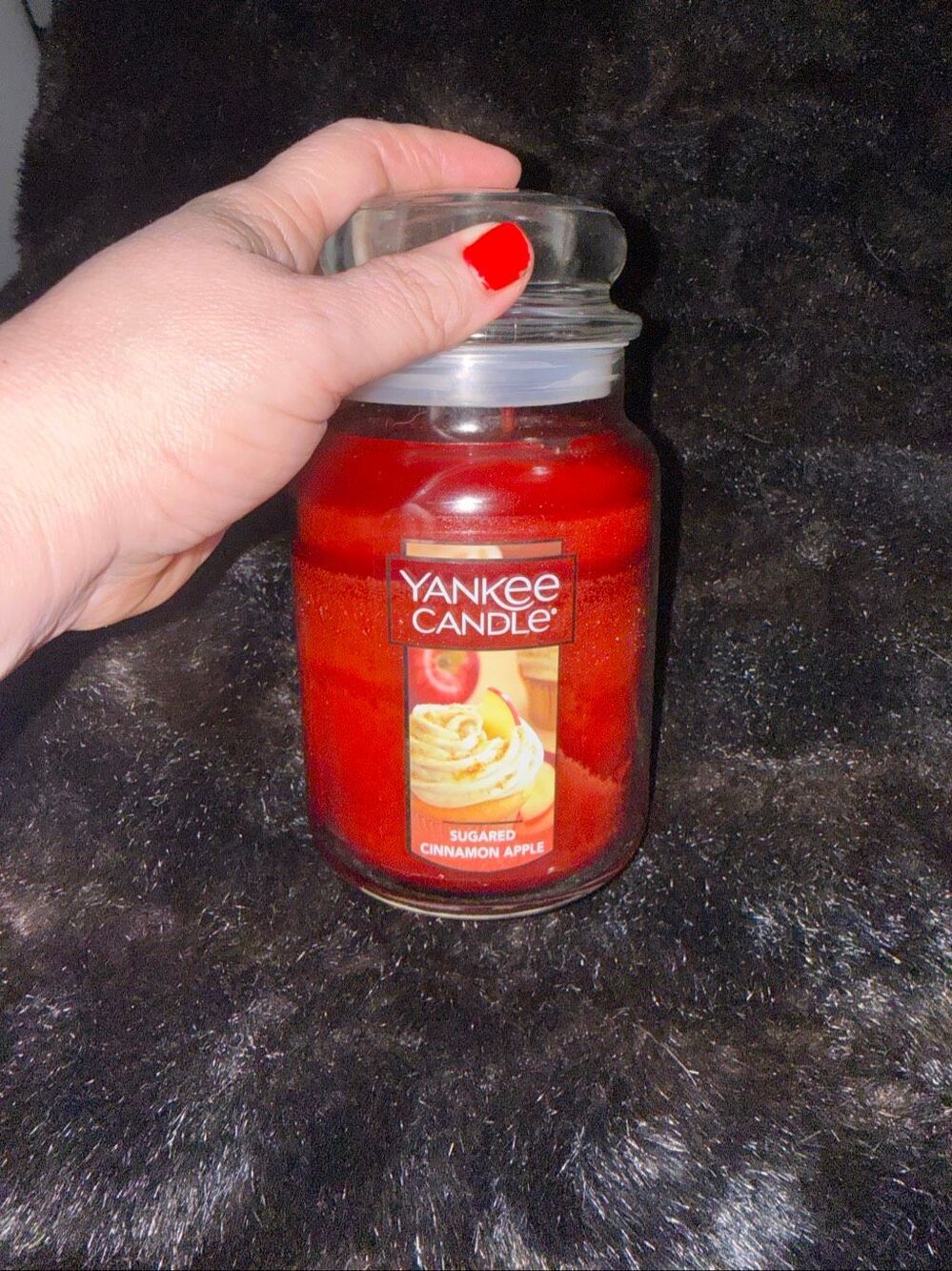 Yankee Candle Sugared Cinnamon Apple Jar Candle Large 22 oz New Never Lit Red